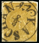 Stamp of Persia » 1868-1879 Nasr ed-Din Shah Lion Issues » 1876 Narrow Spacing (SG 15-19) (Persiphila 13-17) 1876 Four krans yellow, attractive used assembly of eighteen singles, showing all types present, an array of cancels, papers and shades, mixed to very fine, all signed Sadri (Persiphila $6'300)