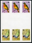 Stamp of Burundi 1980 Birds, 30F and 50F in gutter pairs proofs