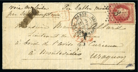 Stamp of France » Guerre de 1870-1871 URUGUAY Ballon monté de Paris 03.10.1870 avec 80c