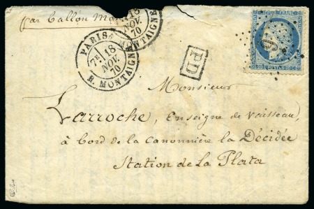 Stamp of France » Guerre de 1870-1871 ARGENTINE Ballon monté de Paris 18.11.1870 avec 20c