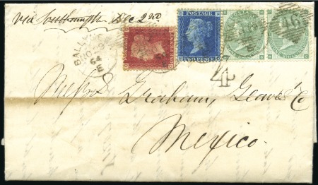 Stamp of Great Britain » 1854-70 Perforated Line Engraved 1864 (Nov 29) Entire from Ballymena, Ireland, to M