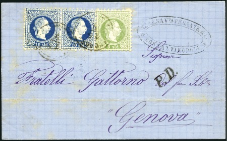 Stamp of Austria » Offices in the Turkish Empire 1873 Folded cover from Constantinople via Varna to