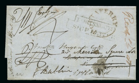 Stamp of Great Britain » Postal History » Pre-Adhesive & Stampless 1836 Letter (last page only) from the the British 