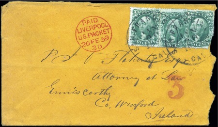 Stamp of United States 1859 Cover from San Francisco to Enniscorthy, Irel