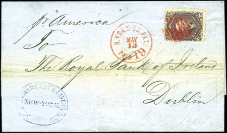 Stamp of United States 1862 Cover from New York to Dublin, Ireland at 24