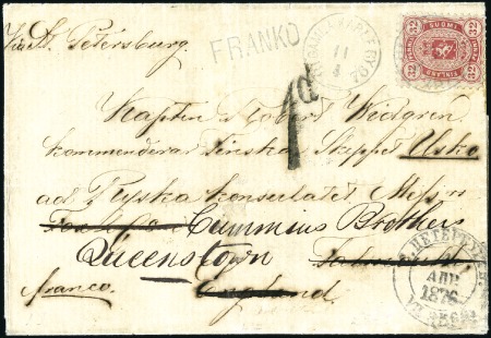 Stamp of Finland 1876 (Apr 11) Wrapper from Gamla Karleby to Englan