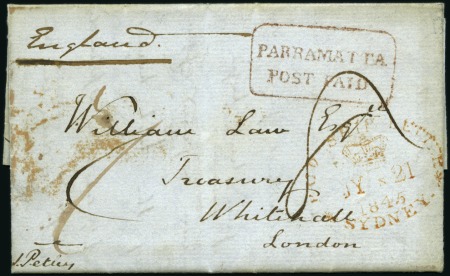 Stamp of Australia » New South Wales 1845 Folded entire written by an army officer stat