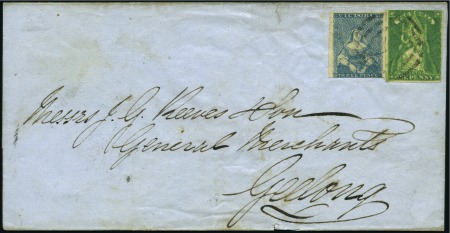 Stamp of Australia » Victoria 1856 1d Yellow-green, wmk Large Star, in combinati