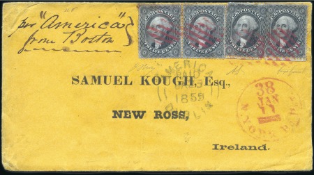 Stamp of United States 1859 Cover from New York to New Ross, IRELAND, fra
