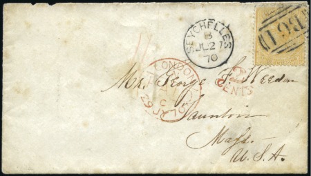 Stamp of Seychelles 1870 (Jun 27) Envelope to the USA addressed in the