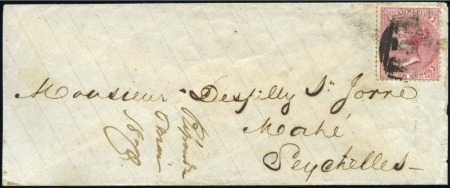 Stamp of Mauritius 1870 (Apr 8) Envelope from Mauritius to Mahé, Seyc