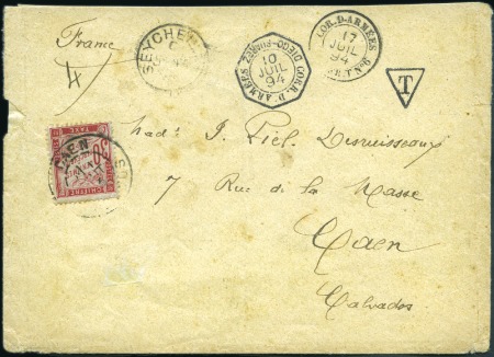 Stamp of Seychelles 1894 (July) Unfranked envelope to France with Seyc