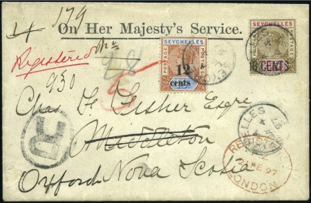 Stamp of Seychelles 1897 (Jan 4) OHMS envelope sent registered cover t