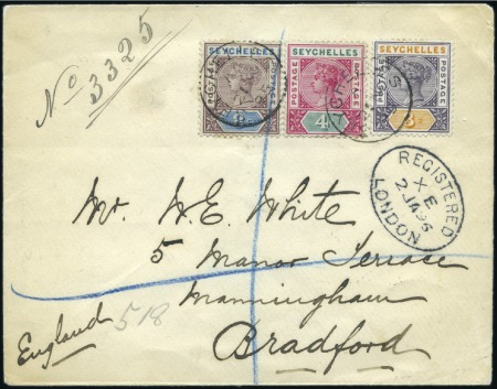 Stamp of Seychelles 1895 (Nov 21) Envelope sent registered to England