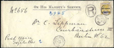 Stamp of Seychelles 1902 (Oct 8) OHMS envelope endorsed "Post Office /