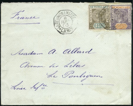 Stamp of Seychelles 1903 (Jun 8) Envelope to France with 1893 3c and 1