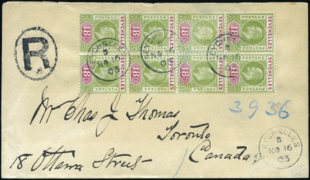 Stamp of Seychelles 1903 (Nov 16) Envelope sent registered to Canada w