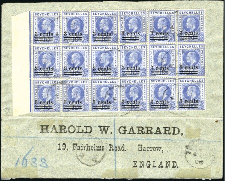 Stamp of Seychelles 1906 (Jul 4) Pre-printed envelope to England with 