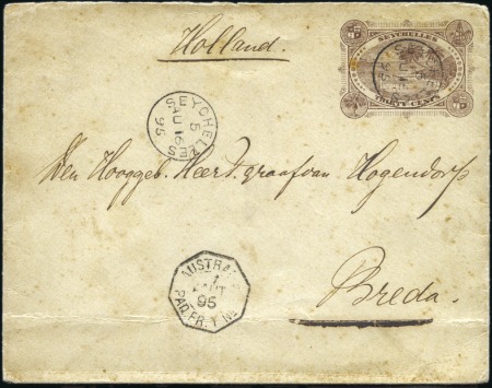 Stamp of Seychelles 30c Brown envelope to the Netherlands, cancelled b