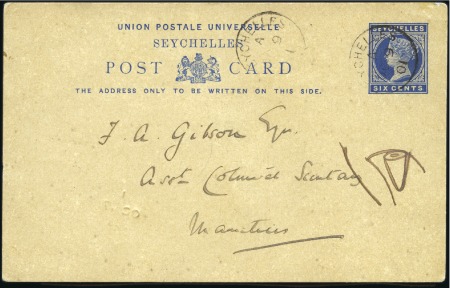 Stamp of Seychelles 6c Blue postcard sent from Gov't House to the Assi