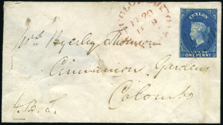 Stamp of Ceylon 1859 (Feb 20) Cover sent locally with 1857-59 1d B