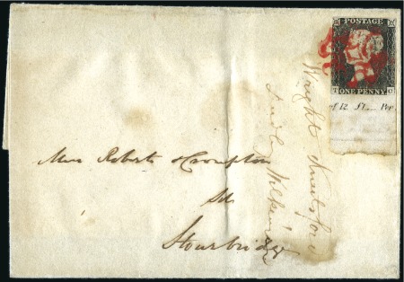 Stamp of Great Britain » 1840 1d Black and 1d Red plates 1a to 11 Plate 2 TC with full bottom sheet margin and part 