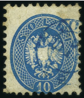 Stamp of Austria » Offices in the Turkish Empire CORFU: 1864-65 10s Blue cancelled by blue CORFU do