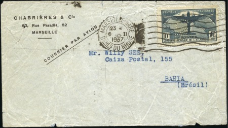 Stamp of France 1937 (Jan 25) France-South America 80th flight by 