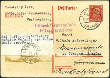 Stamp of Germany » German Empire 1929 (Nov 17) Deutsche Lufthansa crash by Rohrbach