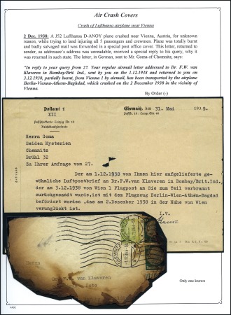 Stamp of Germany » German Empire 1938 (Dec 2) Deutsche Lufthansa crash of the Berli