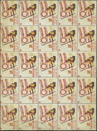 Stamp of Large Lots and Collections 1936 Barcelona "Olimpiada Popular 22-26 De Juliol 