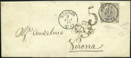 Stamp of Italian States » Modena Superb Example of Major Plate Variety on Cover / O
