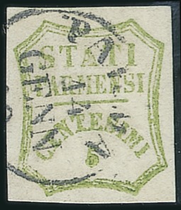 Stamp of Italian States » Parma 1859 5c Yellow Green, large even margins all aroun