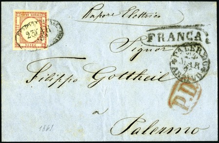 Stamp of Italian States » Naples 1861 5gr Carmine Red, large margins all around, ti