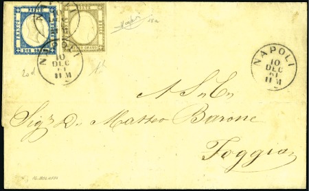 Stamp of Italian States » Naples 1861 2gr Dark Blue plus 1/2gr Grey Brown (uncommon