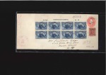 Stamp of United States 1893 1c Columbian, TOP PLATE BLOCK OF 8 with ms an