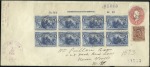 Stamp of United States 1893 1c Columbian, TOP PLATE BLOCK OF 8 with ms an