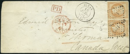 Stamp of Canada INCOMING: 1861 Cover from France to St. Thomas, Ca