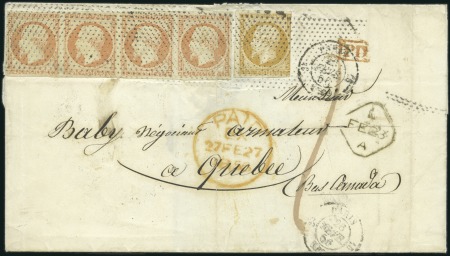 Stamp of Canada INCOMING: 1856 Folded cover from France to Quebec 