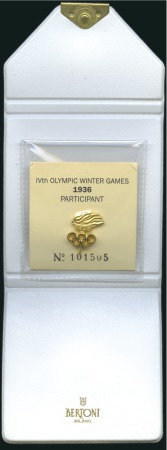 Stamp of Olympics 1936 Garmisch: Participant's lapel pin, presented 