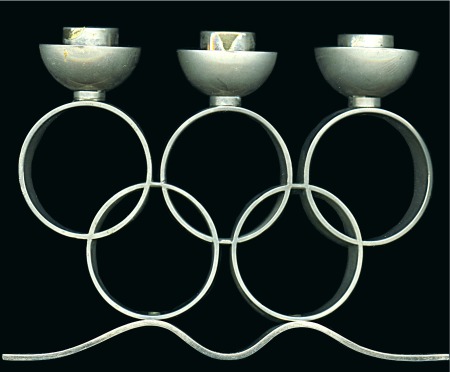 Stamp of Olympics Olympic Rings Candelabra, 188x136mm, steel, with t
