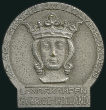 Stamp of Sweden 25th Anniversary pin badge of the Stockholm 1912 O