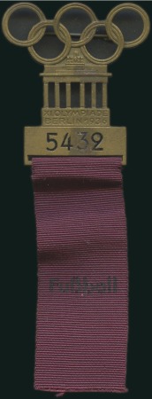 Stamp of Olympics Football Participant's badge, 42x45mm, bronze by L