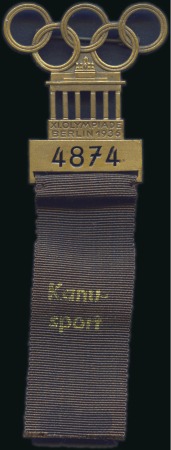 Stamp of Olympics Canoeing Participant's badge, 41x45mm, bronze by L