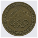 Stamp of Olympics Participation medal, 60mm, bronze, showing mountai
