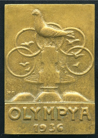 Stamp of Olympics 1936 Berlin. Hungarian Commemorative Plaque of the