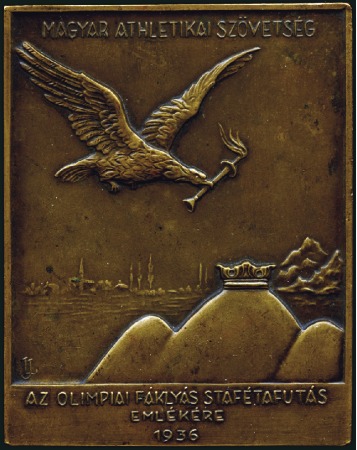 Stamp of Olympics 1939 Hungarian Commemorative Plaque for their 1936