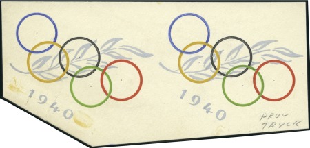 Stamp of Finland Olympic Logo Colour Print Design, 160x77mm, showin