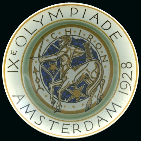 Stamp of Olympics Official Dutch NOC porcelain plate, 213mm, orange,