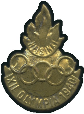 Stamp of Finland Commemorative badge, 25x35mm, brass, showing Olymp